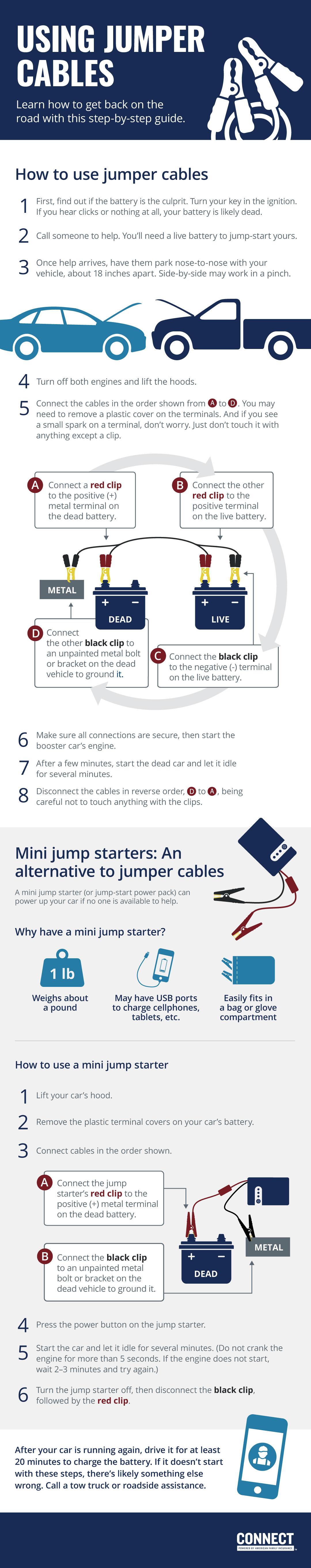 Starting aid repair notes Jump starting using jumper cables
